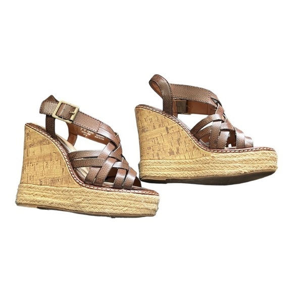 French Connection Cork Wedge Leather Espadrilles Sz 6 - Picture 1 of 10